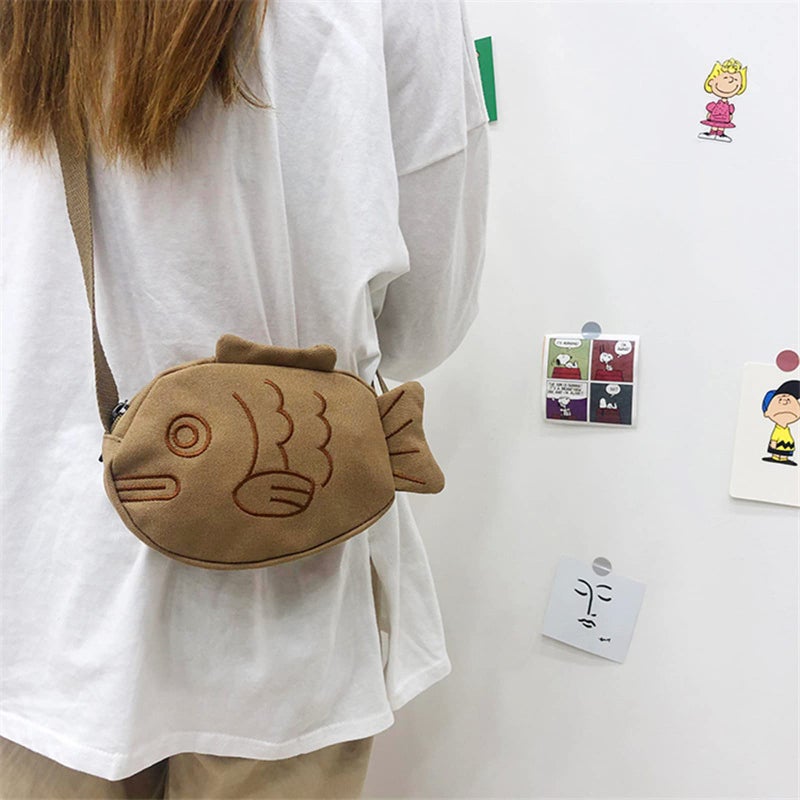 BXCNCKD Cute cartoon fish canvas messenger bag embroidered girl messenger bag - Image 5