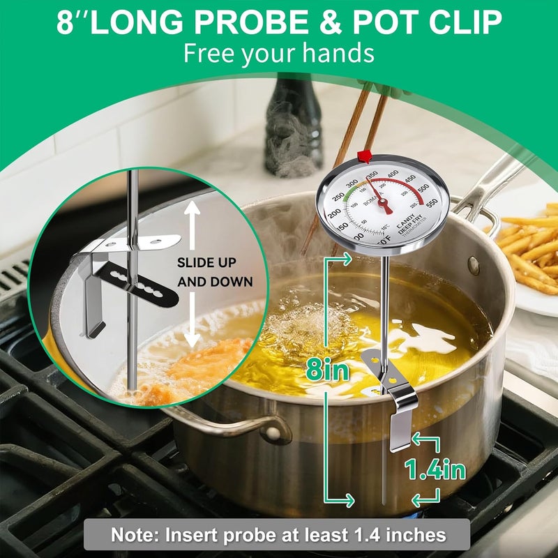 BOMATA 2-Pack Waterproof IP67 Candy Thermometers with Pot Clip, Deep Fry Oil Thermometer with Upgraded 2.5in Large Display for Cooking, Food, Turkey, BBQ, Grill... Mth400 Silver & Gray - Image 5