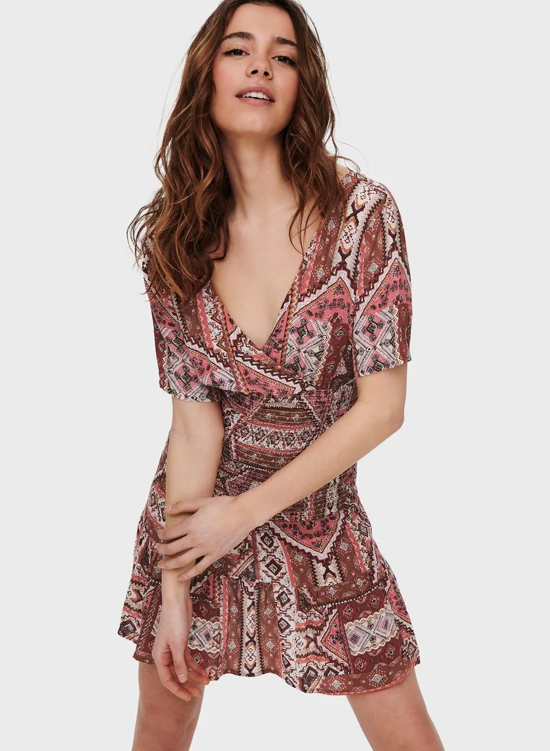 ONLY Printed Wrap Dress