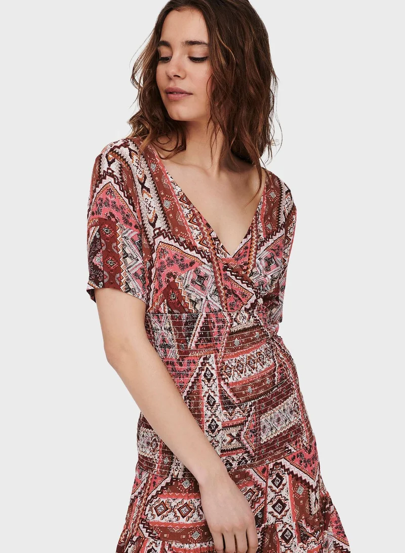 ONLY Printed Wrap Dress
