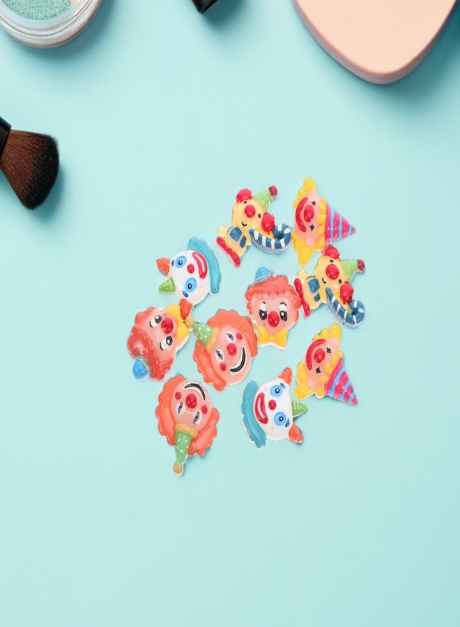 Amosfun 10pcs Resin Clown Charms Hair Barrettes Making Charms Handmade Crafting Slime Pendants for Headband Headdress DIY Crafts (Random Style and Color) - Image 4