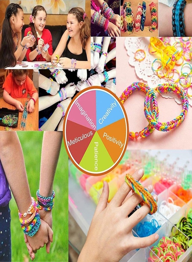 E - Buddies Kids Rainbow Rubber Bands for Bracelets Kit with Case 2400 Loom Bands DIY Crafting Bracelet Making Kit Gifts for Boys Girls - Image 4