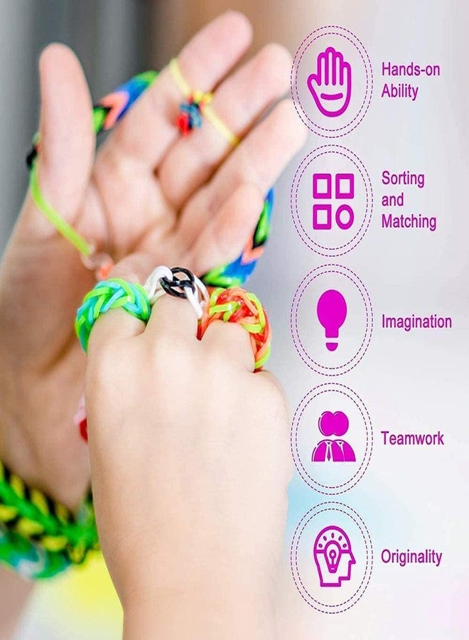 E - Buddies Kids Rainbow Rubber Bands for Bracelets Kit with Case 2400 Loom Bands DIY Crafting Bracelet Making Kit Gifts for Boys Girls - Image 5