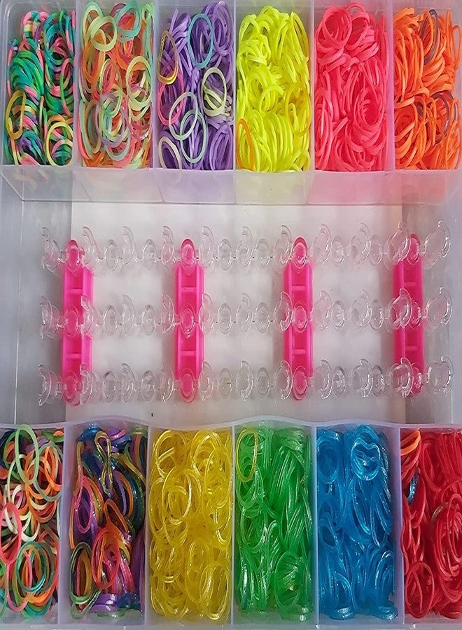 E - Buddies Kids Rainbow Rubber Bands for Bracelets Kit with Case 2400 Loom Bands DIY Crafting Bracelet Making Kit Gifts for Boys Girls - Image 1