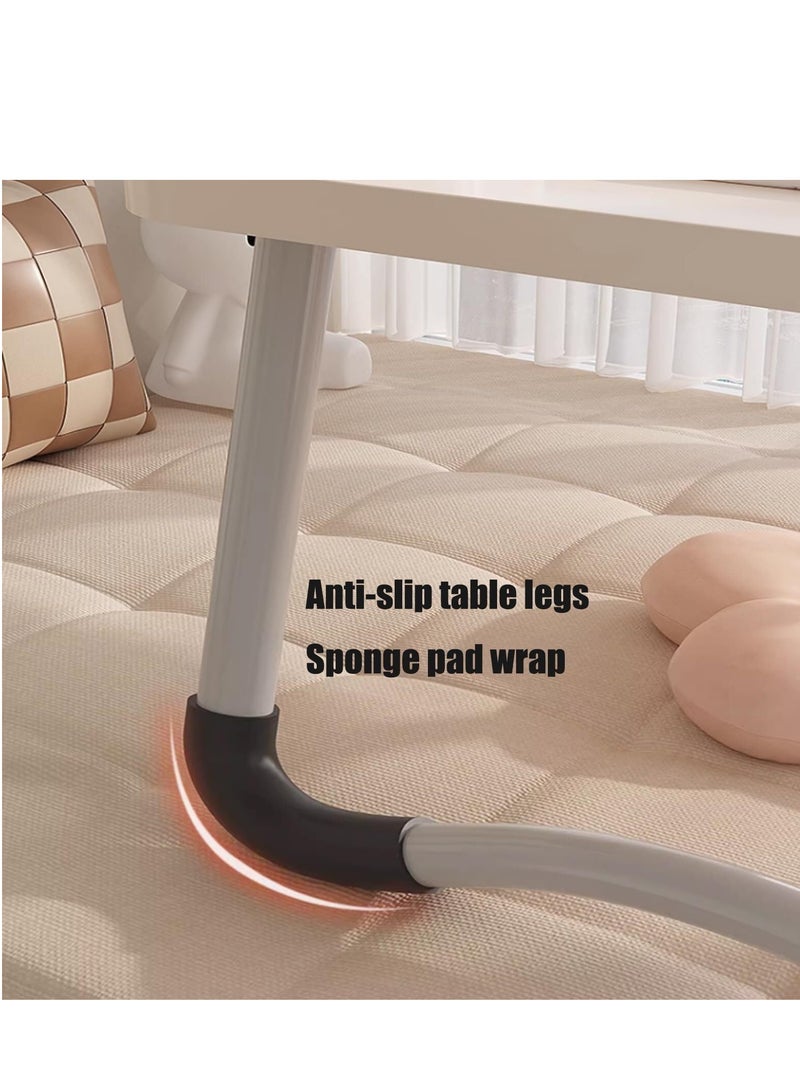 زيريفام Zerifam للطي طاولة كمبيوتر محمول - محمول طاولة الدراسة على السرير ، طاولة الطعام مع درج التخزين ، طاولة قابلة للطي على السرير ، أريكة للدراسة والعمل والترفيه . أبيض - Image 3