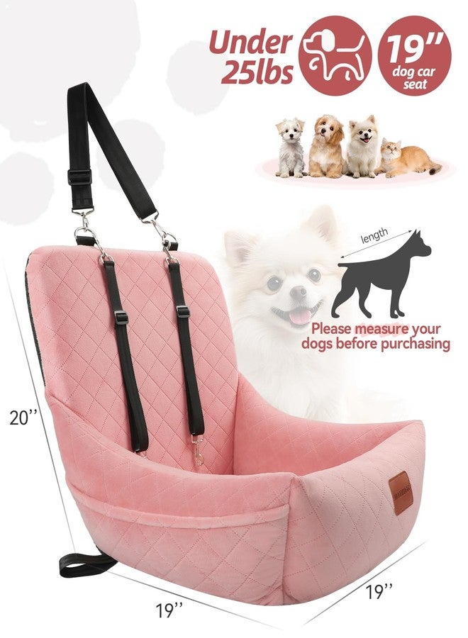 WOOAIDAGG Dog Car Seat for Small Dogs Up to 25lbs,Soft Washable Fabric Fill in Memory Foam,Easy to Assemble with 2 Clip-On Safety Leashes and Storage Pockets,Front or Back Seat are Both OK (Pink) - Image 2