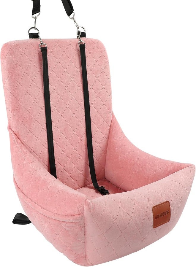 WOOAIDAGG Dog Car Seat for Small Dogs Up to 25lbs,Soft Washable Fabric Fill in Memory Foam,Easy to Assemble with 2 Clip-On Safety Leashes and Storage Pockets,Front or Back Seat are Both OK (Pink) - Image 1