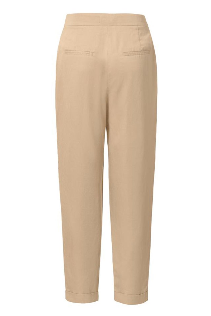 Tchibo Women Modern Fit Plain Straight Leg Pants, Beige - Image 2
