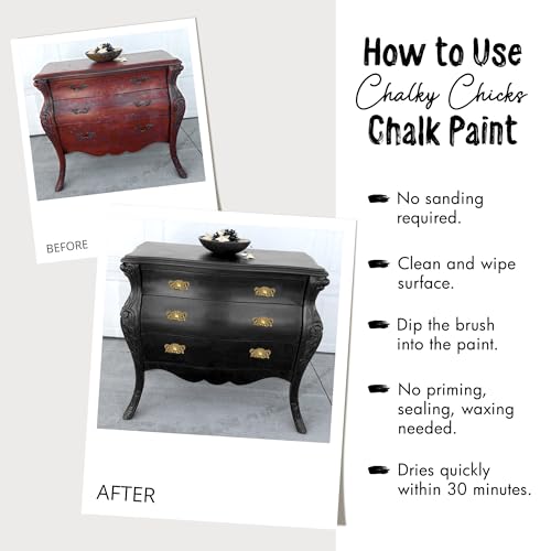 Chalky Chicks All-in-One Chalk Paint for Furniture or Cabinet - 32 Fl Oz - Matte Finish Beachwood (Brown/Gray) for Metal, Wood Furniture Paint - No Sanding All-in-One for Home Decor & Crafts, USA Made - Image 5