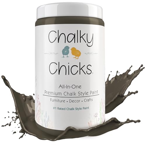 Chalky Chicks All-in-One Chalk Paint for Furniture or Cabinet - 32 Fl Oz - Matte Finish Beachwood (Brown/Gray) for Metal, Wood Furniture Paint - No Sanding All-in-One for Home Decor & Crafts, USA Made - Image 1