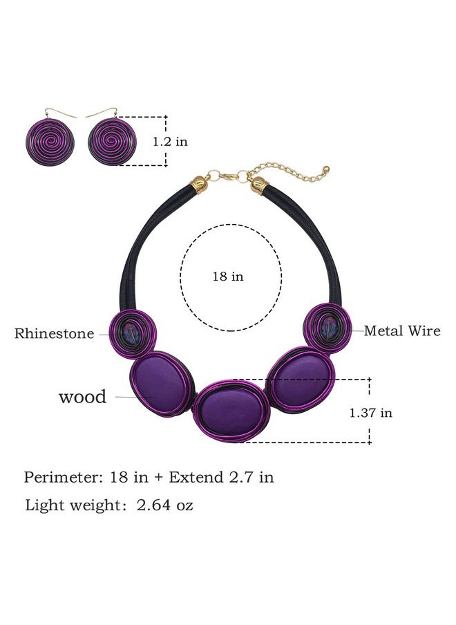 JHWZAIY - Chunky African Jewelry Statement Necklace For Women Tribal Fashion Costume Earring Set Unique Rhinestone Crystal Gold Wire Wrapped Big Wood Pendent Collar Choker Bib Handmade (20) - Image 1