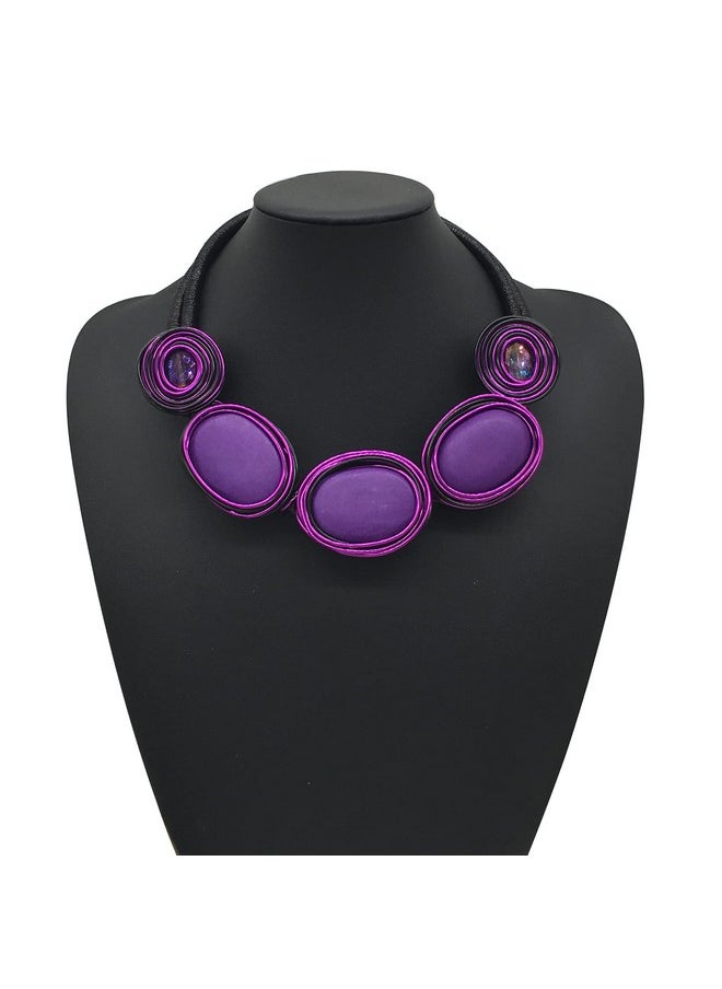 JHWZAIY - Chunky African Jewelry Statement Necklace For Women Tribal Fashion Costume Earring Set Unique Rhinestone Crystal Gold Wire Wrapped Big Wood Pendent Collar Choker Bib Handmade (20) - Image 1