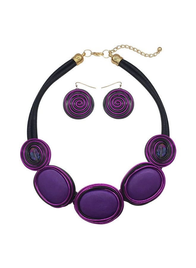 JHWZAIY - Chunky African Jewelry Statement Necklace For Women Tribal Fashion Costume Earring Set Unique Rhinestone Crystal Gold Wire Wrapped Big Wood Pendent Collar Choker Bib Handmade (20) - Image 1