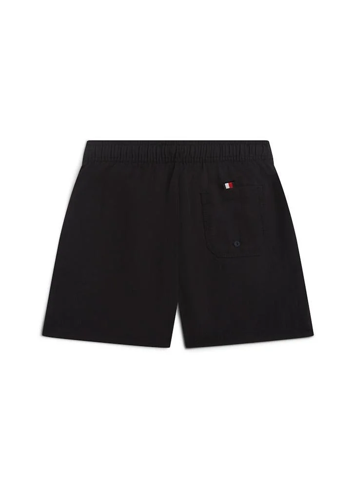 Tommy Hilfiger Black Original Logo Embroidery Mid Length Swim Shorts for Men | Best Price UAE