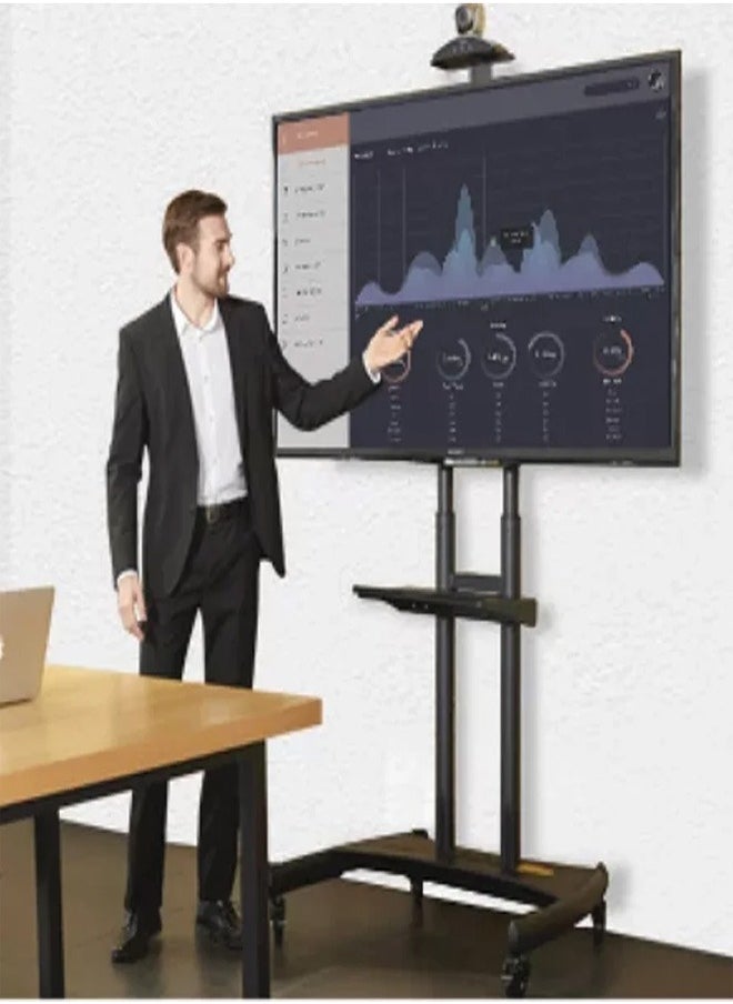 Skill Tech AVA1800 70 1P Large Height Adjustable Professional TV Trolley Stand for 55–86 Inch Screens, VESA 800x500mm, Max Load 91kg – Rolling TV Stand for Home & Office  Black  - Image 3
