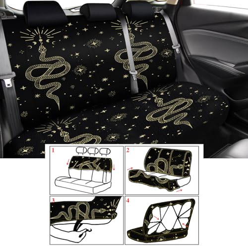Riakrum 15 Pcs Purple Colorful Owl Car Seat Covers Full Set Space Cats Car Covers for Front Rear Seat Steering Wheel Wrist Strap Armrest Pad Shoulder Pads - Image 3