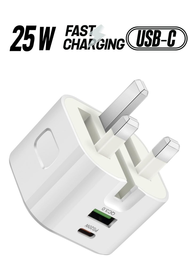 Jmary JMARY 25W USB-C Dual Port Charger, Foldable Plug Wall Charger, Infino Travel Adapter, PD TYPE C+USB Quick Charge 3.0 - compatible with iPhone 12/13/14, Samsung, Huawei, iPad, Google Pixel - Image 1