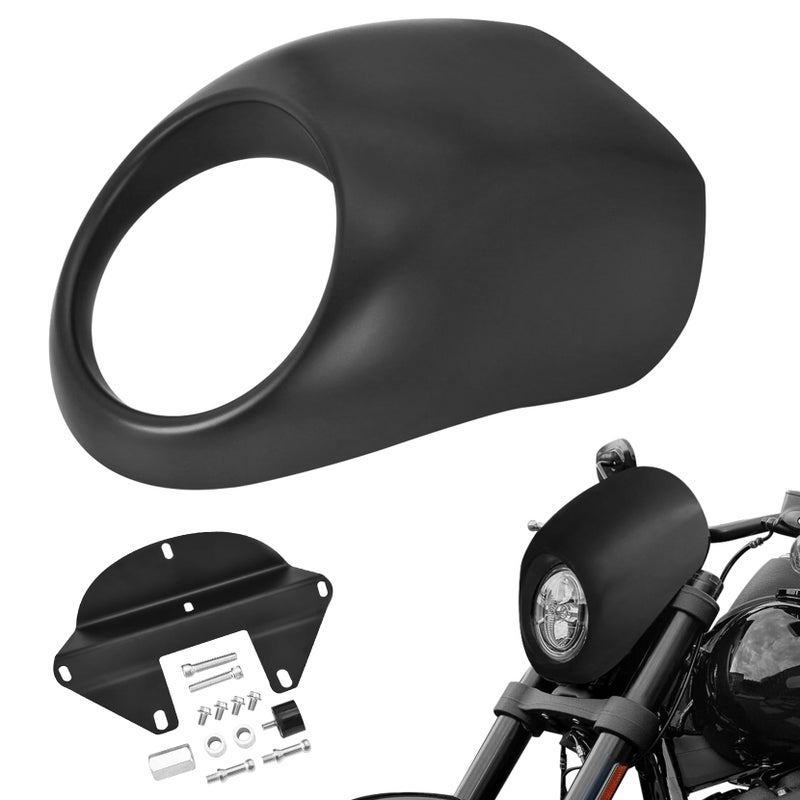 Amazicha Front Headlight Fairing Cowl Mask Fit for Harley Davidson Sportster XL 883 1200 Dyna FX XL 1973UP Matte Black