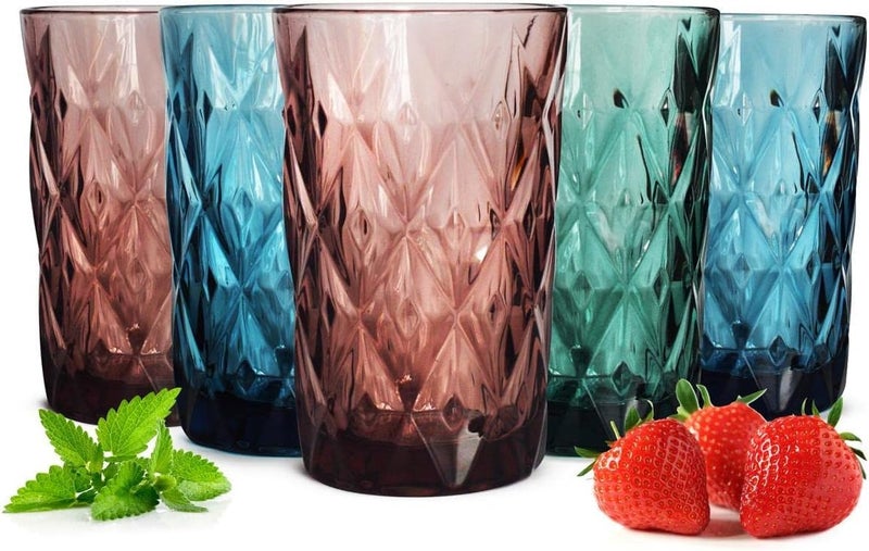 WRINGO Premium Juice Glasses 450 ML Drinking Glasses, Highball Lead-Free Glasses, Tumblers for Water, Juice, Beer, Cocktail and Mixed Drinks - 6 Pieces, Transparent (Pink) (WR-20) - Image 5