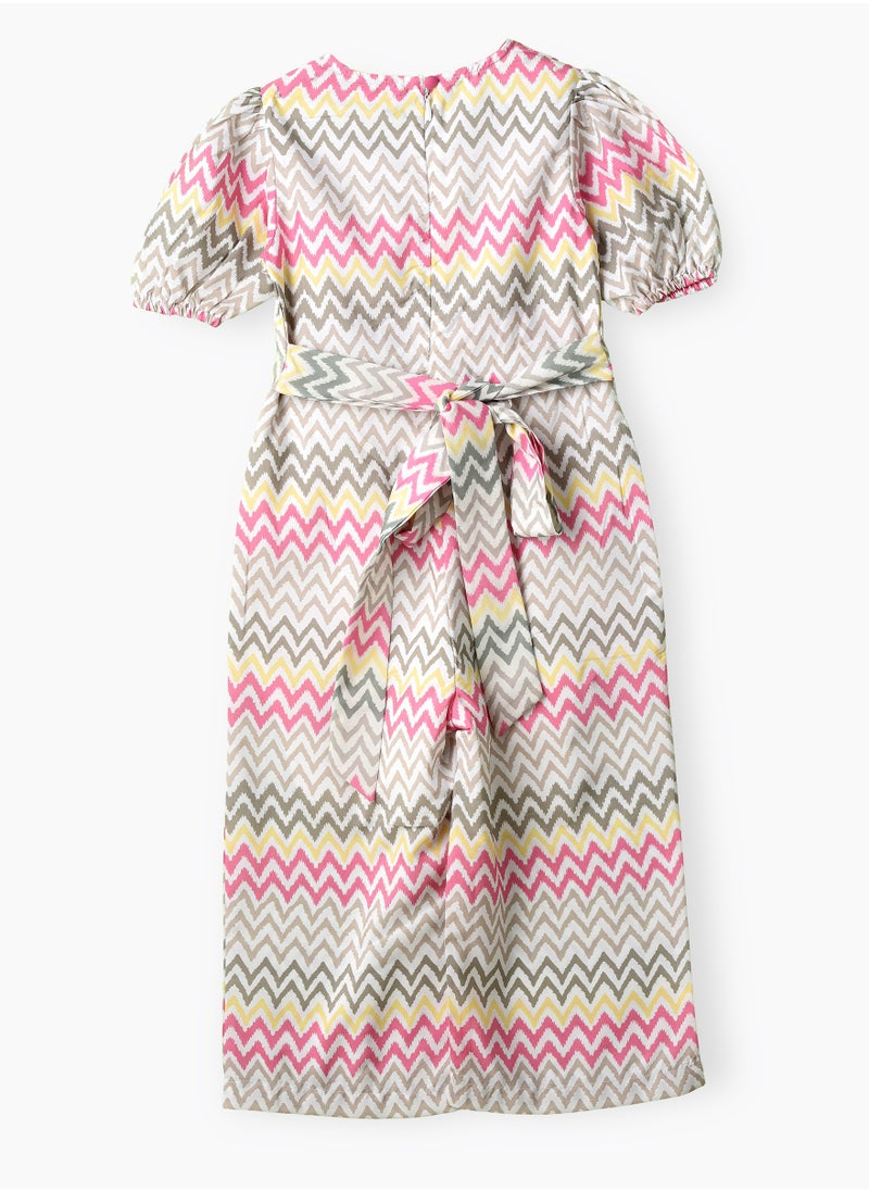 Jelliene Girls Chevron Print Puff Sleeve Jumpsuit  - Image 2