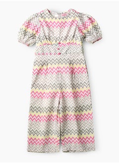 Jelliene Girls Chevron Print Puff Sleeve Jumpsuit  - Image 1