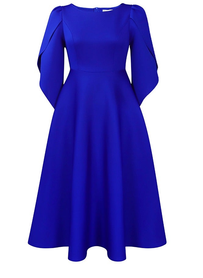 KUYING New Double layered Ruffle Sleeves Solid Color Large Hem Dres  - Image 1