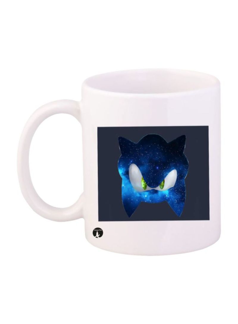 Sonic Video Game Printed Mug White/Blue/Yellow Standard Size