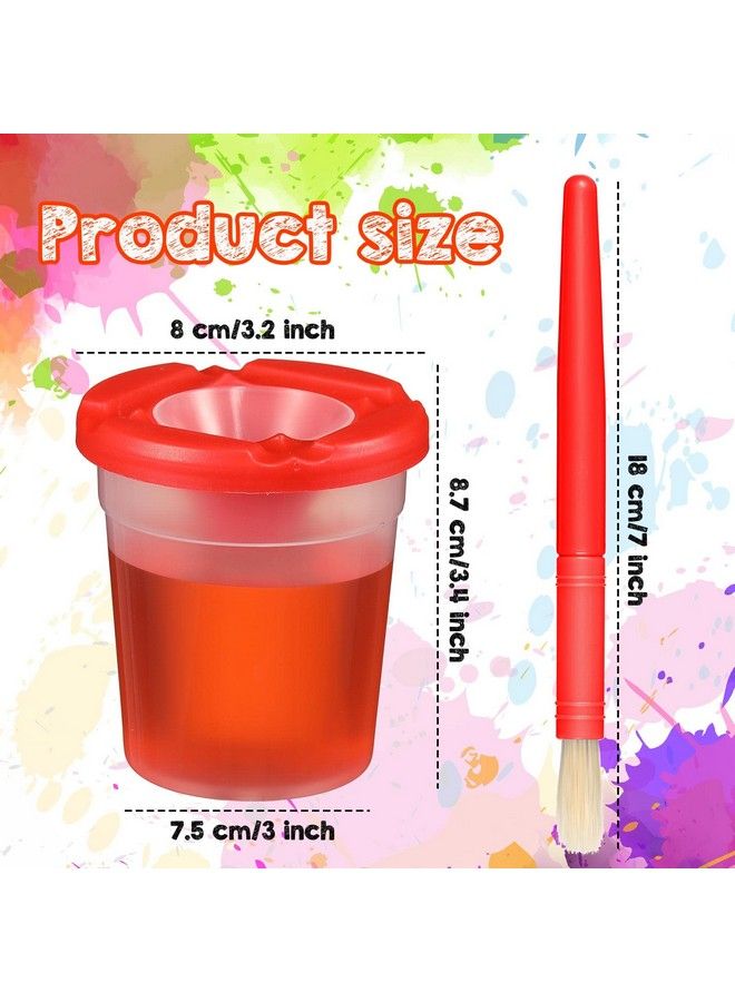 Marspark 40 Pieces Spill Proof Paint Cups With Paint Brushes For Kids Paint Cups With Lids For Kids Toddler Painting Tools Brushes For Watercolor Tempera Washable Acrylic Crafts - Image 4