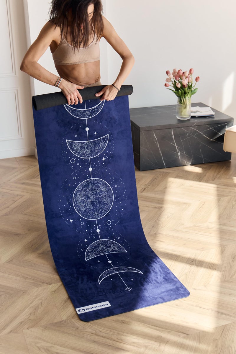 balancea Yoga Mat With Strap 5mm Non Slip Suede & TPE - Blue Eco-Friendly Fitness & Exercise Mat for Home Gym, Pilates, Hot Yoga, and Meditation - Lightweight Durable 72 x 24 inch Workout Mat for Women, Men - Image 5