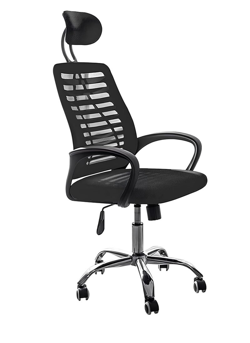 Generic - Ergonomic Office Chair - Height Adjustable Desk Chair with Lumbar Support and Breathable Mesh Backrest - Comfortable Home Office Chair - Black Swivel Computer Chair (Premium) - Image 1