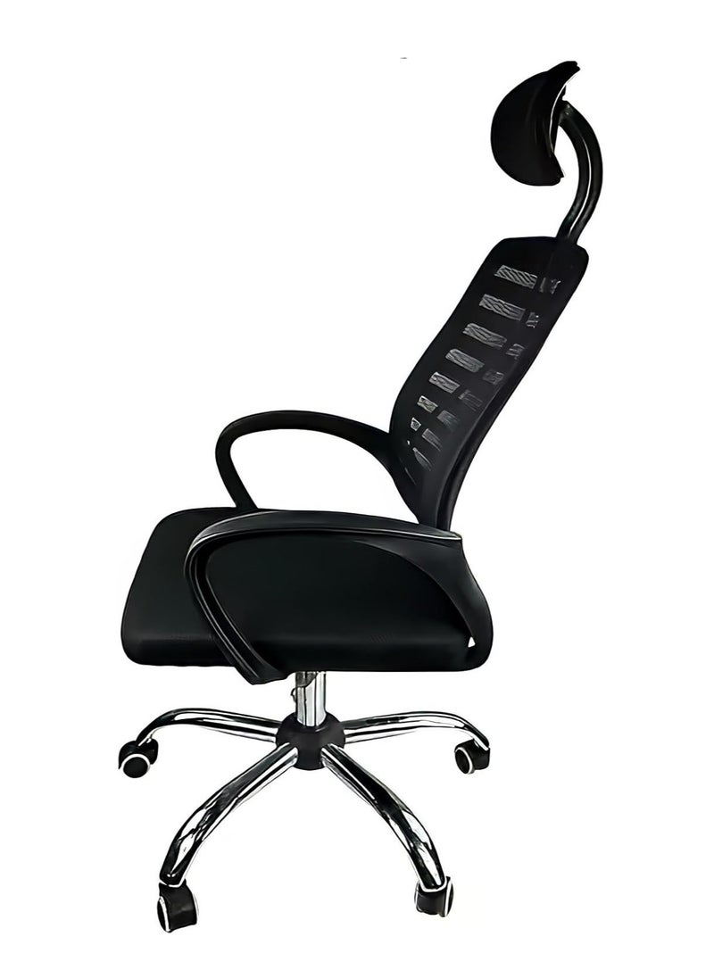 Generic - Ergonomic Office Chair - Height Adjustable Desk Chair with Lumbar Support and Breathable Mesh Backrest - Comfortable Home Office Chair - Black Swivel Computer Chair (Premium) - Image 1