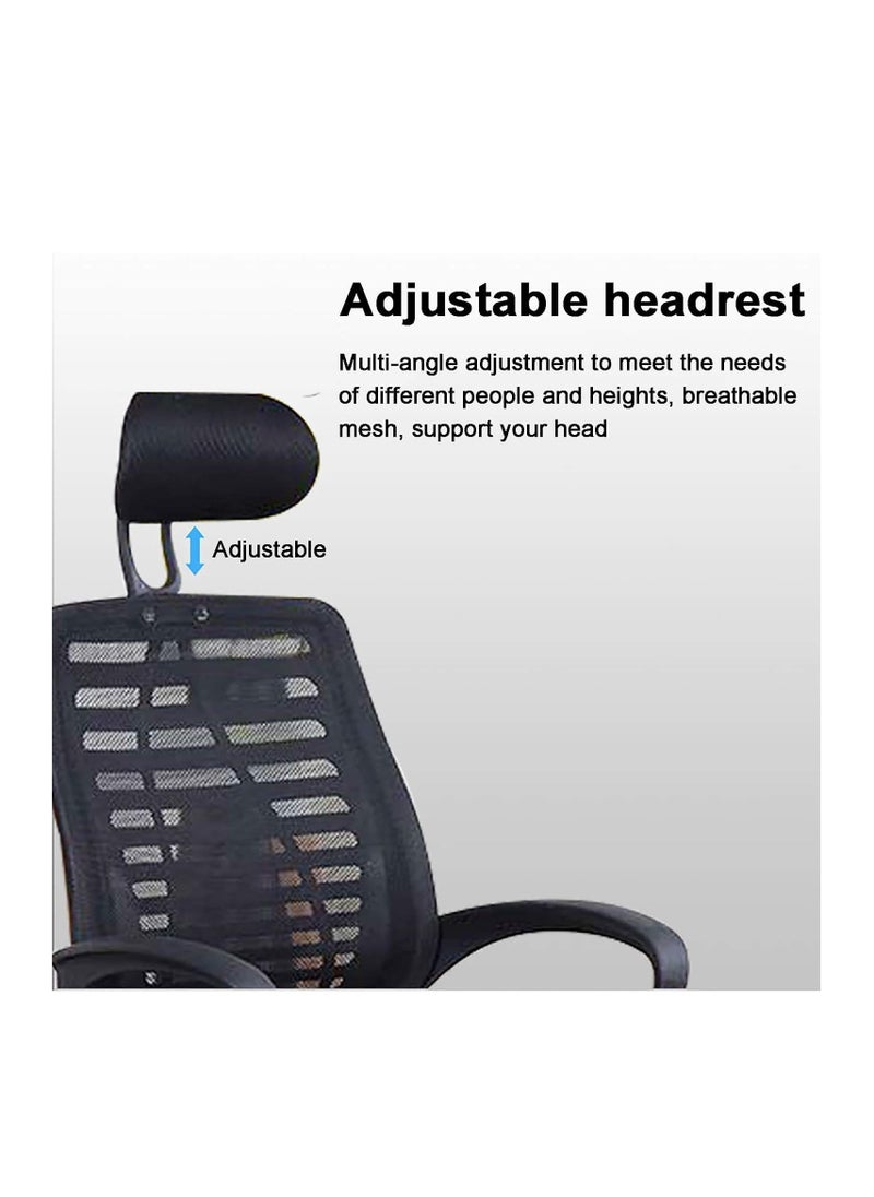Generic - Ergonomic Office Chair - Height Adjustable Desk Chair with Lumbar Support and Breathable Mesh Backrest - Comfortable Home Office Chair - Black Swivel Computer Chair (Premium) - Image 1
