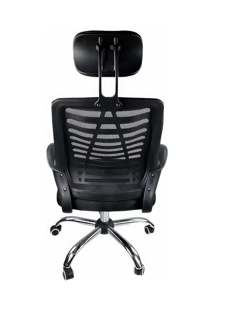 Generic - Ergonomic Office Chair - Height Adjustable Desk Chair with Lumbar Support and Breathable Mesh Backrest - Comfortable Home Office Chair - Black Swivel Computer Chair (Premium) - Image 1