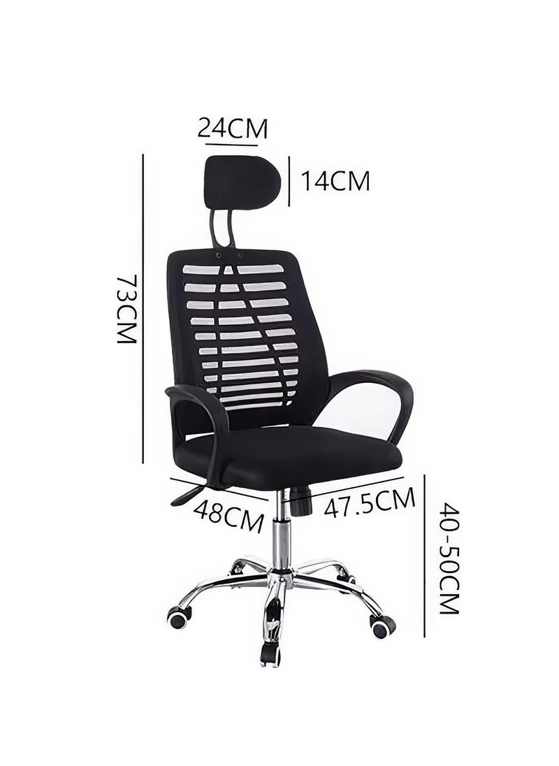 Generic - Ergonomic Office Chair - Height Adjustable Desk Chair with Lumbar Support and Breathable Mesh Backrest - Comfortable Home Office Chair - Black Swivel Computer Chair (Premium) - Image 1
