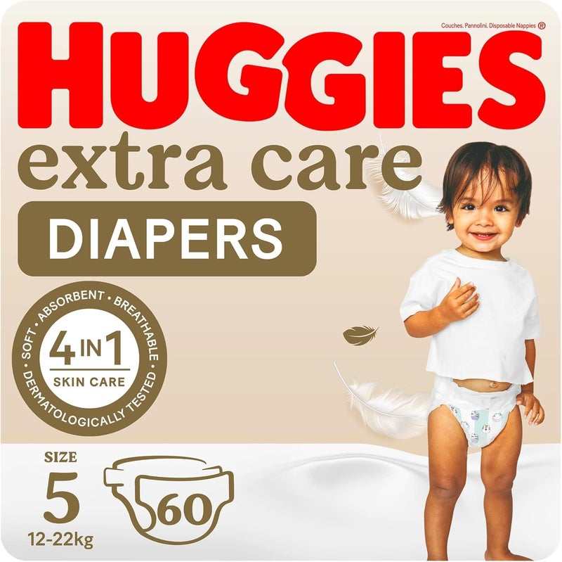 Huggies Extra Care, Size 5, 12 -22 kg, Jumbo Pack, 60 Diapers - Image 1