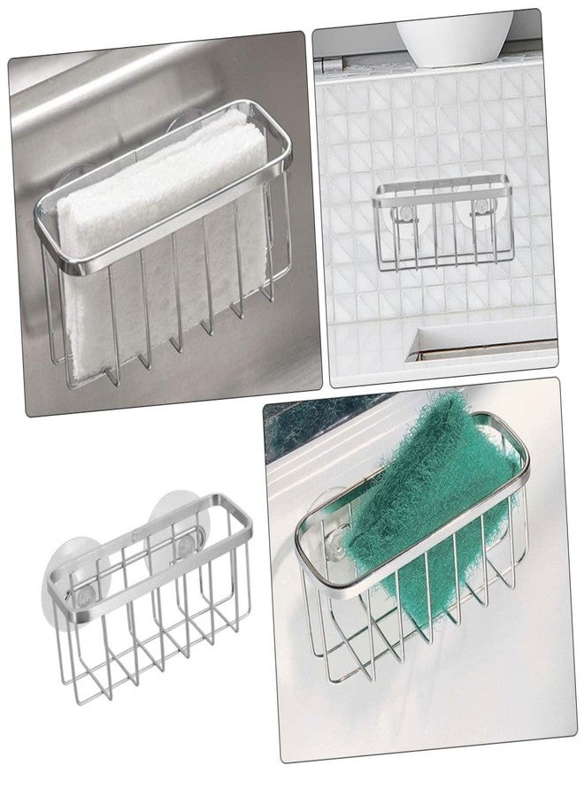 سولوستر حامل إسفنجة سولستر لحوض المطبخ، حامل إسفنجة للحوض، أكواب شفط، علاقة لقماش الأطباق، رف تجفيف مانع للانزلاق - Image 2