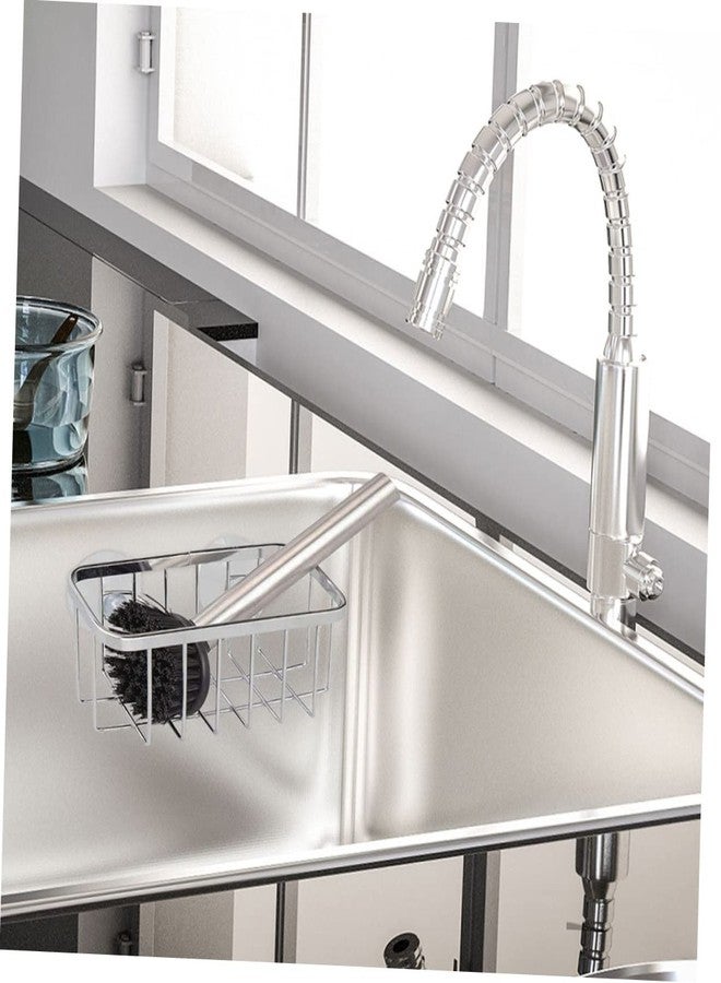 سولوستر حامل إسفنجة سولستر لحوض المطبخ، حامل إسفنجة للحوض، أكواب شفط، علاقة لقماش الأطباق، رف تجفيف مانع للانزلاق - Image 5