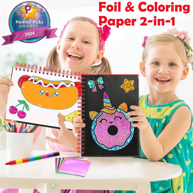 FUNNYB&G Foil Art Kit - Foil Crafts for Kids, Toys for Girls 4-10 Years Old, No Mess Travel Essentials, Kids Toys, Girls Gifts, Birthday Gift, Coloring Books for Kids - Image 2