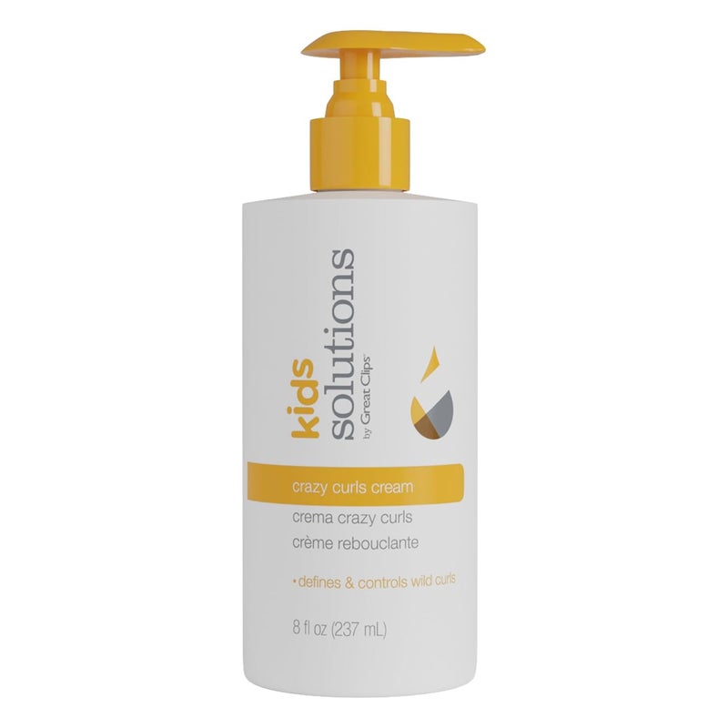 كريم تجعيد الشعر المجنون للأطفال من GREAT CLIPS Solutions 8oz يحدد التجاعيد وينعم الشعر المجعد موصى به للأطفال من 4 إلى 10 سنوات
