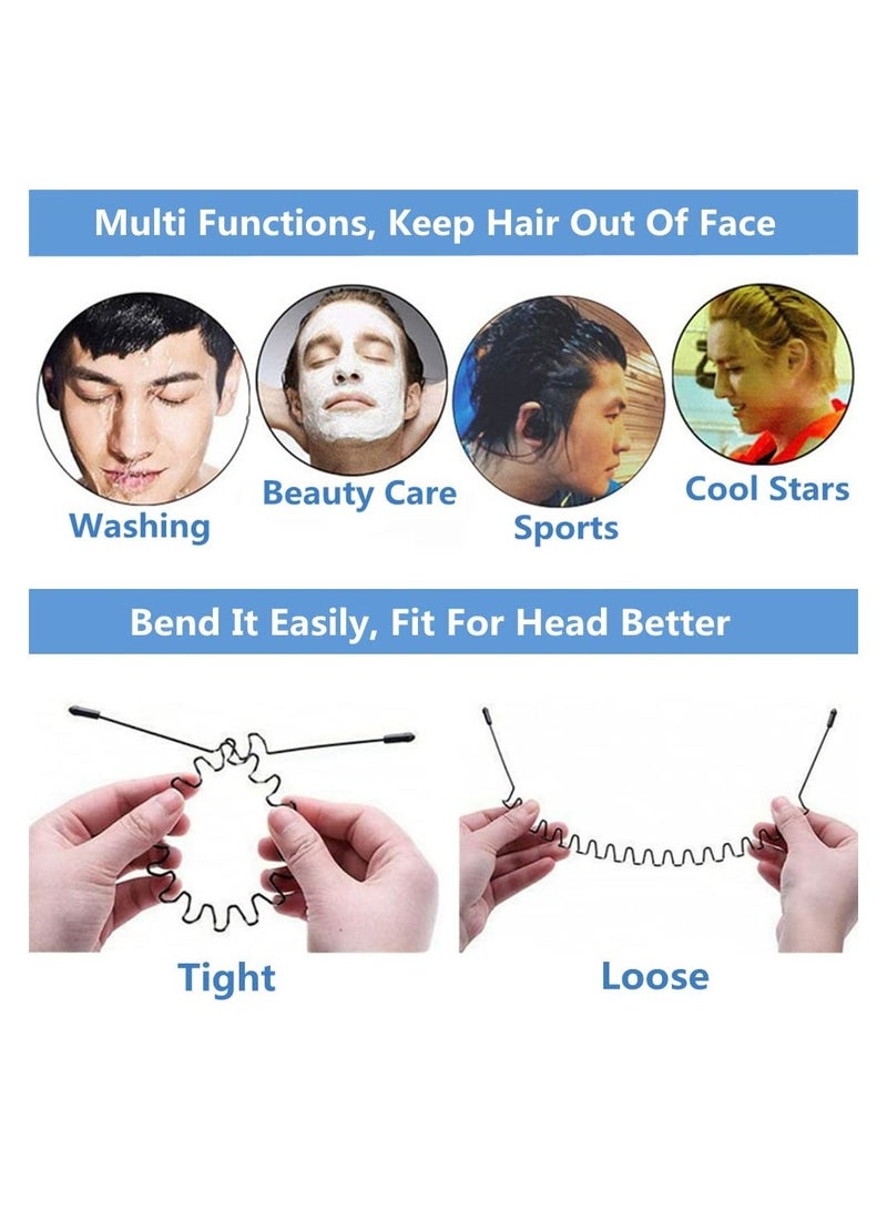 أوريتي رباط شعر رجالي، رباط شعر معدني، أزياء نسائية للرجال، رباط شعر رياضي، مرن، أسنان غير قابلة للانزلاق، قطعتان باللون الأسود - Image 5