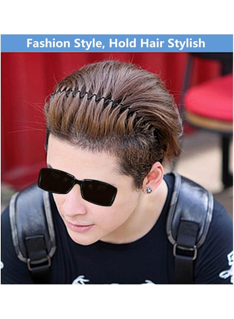 أوريتي رباط شعر رجالي، رباط شعر معدني، أزياء نسائية للرجال، رباط شعر رياضي، مرن، أسنان غير قابلة للانزلاق، قطعتان باللون الأسود - Image 2