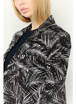 Michael Kors Women Regular Fit Allover Printed Semi Formal Blazers, Black/White  - Image 3