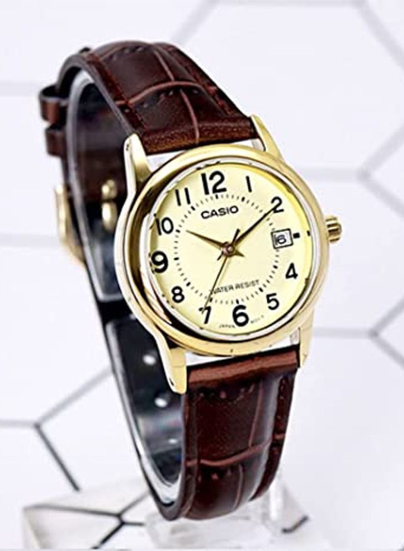 CASIO Women's Leather Quartz Analog Watch LTP-V002GL-9BUDF - 25 mm - Brown - Image 2