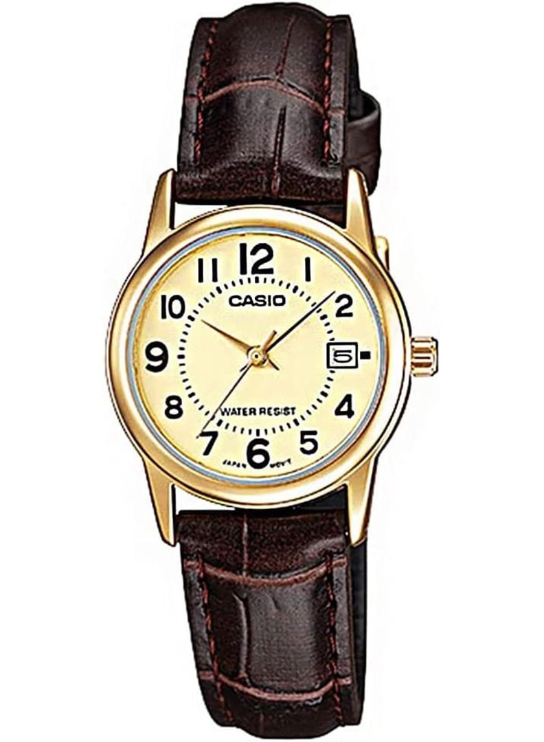 CASIO Women's Leather Quartz Analog Watch LTP-V002GL-9BUDF - 25 mm - Brown - Image 1