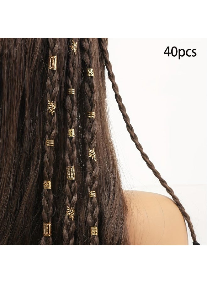Generic 40PCS Hollow Hair Ring For Girls Women Dreadlock Hair Braid Rings Elegant Hair Accessories #46870