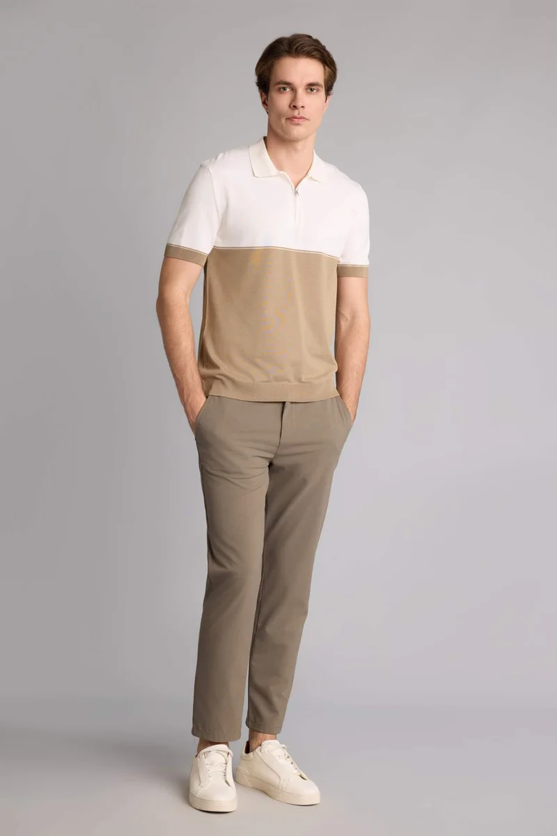 ديفاكتو Standard Fit Polo Collar Knitwear Short Sleeve Polo T-Shirt
