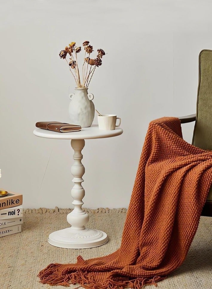 Dida-cosmos Metal Small Round Side End Table, Traditional Coffee Side Table, Small Outdoor Table, Sofa Side Table, Modern Bedside Table for Living Room Bedroom Balcony Patio and Office(40*40*52cm)white - Image 1