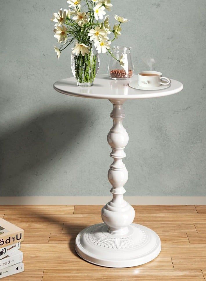 Dida-cosmos Metal Small Round Side End Table, Traditional Coffee Side Table, Small Outdoor Table, Sofa Side Table, Modern Bedside Table for Living Room Bedroom Balcony Patio and Office(40*40*52cm)white - Image 2