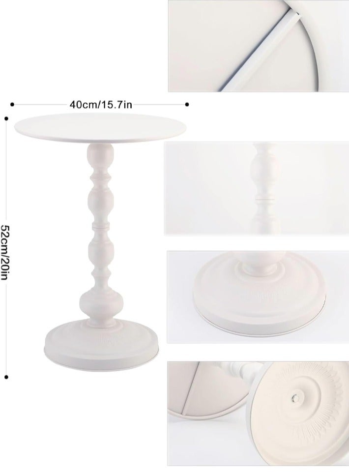 Dida-cosmos Metal Small Round Side End Table, Traditional Coffee Side Table, Small Outdoor Table, Sofa Side Table, Modern Bedside Table for Living Room Bedroom Balcony Patio and Office(40*40*52cm)white - Image 5