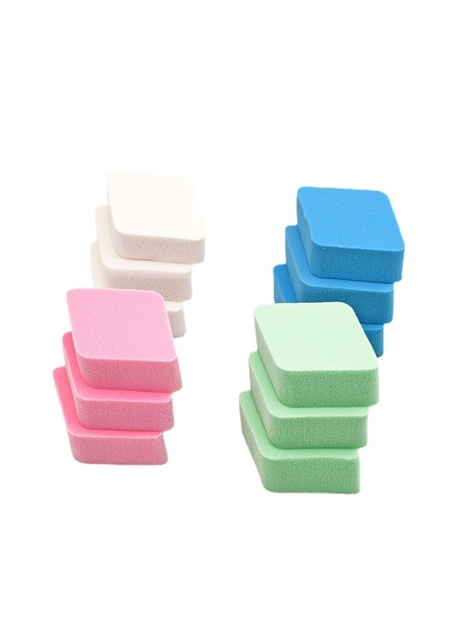 Ucanbe 12Pcs Multi-Color Rhombus Makeup Sponges – Dual-Use Dry & Wet Beauty Blenders, Reusable Soft Cosmetic Puffs for Foundation & Powder (Pink, White, Blue, Green) - Image 1